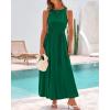 imageBTFBM 2025 Women Summer Sleeveless Dress Crew Neck Casual Loose Sundress Bubble Hem Flowy Tank Maxi Dresses with PocketsDark Green
