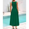 imageBTFBM 2025 Women Summer Sleeveless Dress Crew Neck Casual Loose Sundress Bubble Hem Flowy Tank Maxi Dresses with PocketsDark Green