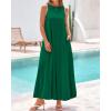 imageBTFBM 2025 Women Summer Sleeveless Dress Crew Neck Casual Loose Sundress Bubble Hem Flowy Tank Maxi Dresses with PocketsDark Green