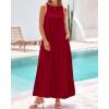 imageBTFBM 2025 Women Summer Sleeveless Dress Crew Neck Casual Loose Sundress Bubble Hem Flowy Tank Maxi Dresses with PocketsJujube Red