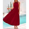 imageBTFBM 2025 Women Summer Sleeveless Dress Crew Neck Casual Loose Sundress Bubble Hem Flowy Tank Maxi Dresses with PocketsJujube Red