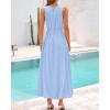 imageBTFBM 2025 Women Summer Sleeveless Dress Crew Neck Casual Loose Sundress Bubble Hem Flowy Tank Maxi Dresses with PocketsLight Blue