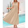 imageBTFBM 2025 Women Summer Sleeveless Dress Crew Neck Casual Loose Sundress Bubble Hem Flowy Tank Maxi Dresses with PocketsLight Khaki