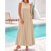 imageBTFBM 2025 Women Summer Sleeveless Dress Crew Neck Casual Loose Sundress Bubble Hem Flowy Tank Maxi Dresses with PocketsLight Khaki