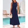 imageBTFBM 2025 Women Summer Sleeveless Dress Crew Neck Casual Loose Sundress Bubble Hem Flowy Tank Maxi Dresses with PocketsNavy