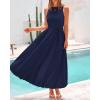 imageBTFBM 2025 Women Summer Sleeveless Dress Crew Neck Casual Loose Sundress Bubble Hem Flowy Tank Maxi Dresses with PocketsNavy