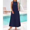 imageBTFBM 2025 Women Summer Sleeveless Dress Crew Neck Casual Loose Sundress Bubble Hem Flowy Tank Maxi Dresses with PocketsNavy