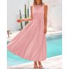 imageBTFBM 2025 Women Summer Sleeveless Dress Crew Neck Casual Loose Sundress Bubble Hem Flowy Tank Maxi Dresses with PocketsPink