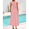 imageBTFBM 2025 Women Summer Sleeveless Dress Crew Neck Casual Loose Sundress Bubble Hem Flowy Tank Maxi Dresses with PocketsPink