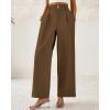 imageBTFBM Women Wide Leg Dress Pants 2025 High Waisted Button Pleated Business Casual Trousers Office Work Palazzo PantsLight Brown