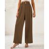 imageBTFBM Women Wide Leg Dress Pants 2025 High Waisted Button Pleated Business Casual Trousers Office Work Palazzo PantsLight Brown