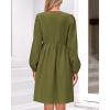imageBTFBM Womens 2024 Fall Dresses Long Puff Sleeve Bow Tie Front Y2k Babydoll Peplum A Line Casual Cute Short Tunic DressArmy Green