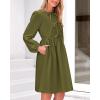 imageBTFBM Womens 2024 Fall Dresses Long Puff Sleeve Bow Tie Front Y2k Babydoll Peplum A Line Casual Cute Short Tunic DressArmy Green