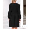 imageBTFBM Womens 2024 Fall Dresses Long Puff Sleeve Bow Tie Front Y2k Babydoll Peplum A Line Casual Cute Short Tunic DressBlack
