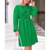 imageBTFBM Womens 2024 Fall Dresses Long Puff Sleeve Bow Tie Front Y2k Babydoll Peplum A Line Casual Cute Short Tunic DressGreen