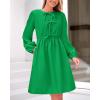 imageBTFBM Womens 2024 Fall Dresses Long Puff Sleeve Bow Tie Front Y2k Babydoll Peplum A Line Casual Cute Short Tunic DressGreen