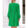 imageBTFBM Womens 2024 Fall Dresses Long Puff Sleeve Bow Tie Front Y2k Babydoll Peplum A Line Casual Cute Short Tunic DressGreen