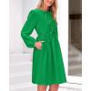imageBTFBM Womens 2024 Fall Dresses Long Puff Sleeve Bow Tie Front Y2k Babydoll Peplum A Line Casual Cute Short Tunic DressGreen