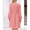 imageBTFBM Womens 2024 Fall Dresses Long Puff Sleeve Bow Tie Front Y2k Babydoll Peplum A Line Casual Cute Short Tunic DressPink