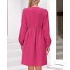 imageBTFBM Womens 2024 Fall Dresses Long Puff Sleeve Bow Tie Front Y2k Babydoll Peplum A Line Casual Cute Short Tunic DressRose Red