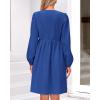 imageBTFBM Womens 2024 Fall Dresses Long Puff Sleeve Bow Tie Front Y2k Babydoll Peplum A Line Casual Cute Short Tunic DressRoyal Blue