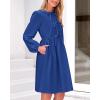 imageBTFBM Womens 2024 Fall Dresses Long Puff Sleeve Bow Tie Front Y2k Babydoll Peplum A Line Casual Cute Short Tunic DressRoyal Blue