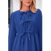 imageBTFBM Womens 2024 Fall Dresses Long Puff Sleeve Bow Tie Front Y2k Babydoll Peplum A Line Casual Cute Short Tunic DressRoyal Blue