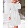 imageBTFBM Womens 2024 Fall Dresses Long Puff Sleeve Bow Tie Front Y2k Babydoll Peplum A Line Casual Cute Short Tunic DressWhite