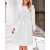 imageBTFBM Womens 2024 Fall Dresses Long Puff Sleeve Bow Tie Front Y2k Babydoll Peplum A Line Casual Cute Short Tunic DressWhite