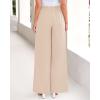 imageBTFBM Womens Elegant Flowy Dress Pants Front Pleated High Waisted Casual Wide Leg Loose Palazzo Trousers with PocketsBeige
