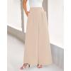 imageBTFBM Womens Elegant Flowy Dress Pants Front Pleated High Waisted Casual Wide Leg Loose Palazzo Trousers with PocketsBeige