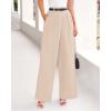 imageBTFBM Womens Elegant Flowy Dress Pants Front Pleated High Waisted Casual Wide Leg Loose Palazzo Trousers with PocketsBeige