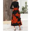 imageBTFBM Womens Fall Fashion 2024 Floral Maxi Dress Casual Crewneck Long Sleeve Ruffle Flowy Cocktail Wedding Guest DressesBig Floral Brick Red