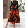imageBTFBM Womens Fall Fashion 2024 Floral Maxi Dress Casual Crewneck Long Sleeve Ruffle Flowy Cocktail Wedding Guest DressesBig Floral Brick Red