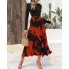 imageBTFBM Womens Fall Fashion 2024 Floral Maxi Dress Casual Crewneck Long Sleeve Ruffle Flowy Cocktail Wedding Guest DressesBig Floral Brick Red