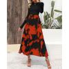 imageBTFBM Womens Fall Fashion 2024 Floral Maxi Dress Casual Crewneck Long Sleeve Ruffle Flowy Cocktail Wedding Guest DressesBig Floral Brick Red