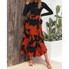 imageBTFBM Womens Fall Fashion 2024 Floral Maxi Dress Casual Crewneck Long Sleeve Ruffle Flowy Cocktail Wedding Guest DressesBig Floral Brick Red