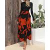 imageBTFBM Womens Fall Fashion 2024 Floral Maxi Dress Casual Crewneck Long Sleeve Ruffle Flowy Cocktail Wedding Guest DressesBig Floral Brick Red