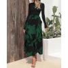 imageBTFBM Womens Fall Fashion 2024 Floral Maxi Dress Casual Crewneck Long Sleeve Ruffle Flowy Cocktail Wedding Guest DressesBig Floral Dark Green
