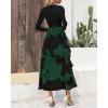 imageBTFBM Womens Fall Fashion 2024 Floral Maxi Dress Casual Crewneck Long Sleeve Ruffle Flowy Cocktail Wedding Guest DressesBig Floral Dark Green