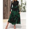 imageBTFBM Womens Fall Fashion 2024 Floral Maxi Dress Casual Crewneck Long Sleeve Ruffle Flowy Cocktail Wedding Guest DressesBig Floral Dark Green