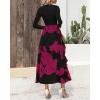 imageBTFBM Womens Fall Fashion 2024 Floral Maxi Dress Casual Crewneck Long Sleeve Ruffle Flowy Cocktail Wedding Guest DressesBig Floral Purple Red