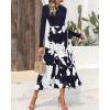 imageBTFBM Womens Fall Fashion 2024 Floral Maxi Dress Casual Crewneck Long Sleeve Ruffle Flowy Cocktail Wedding Guest DressesBig Floral White Navy