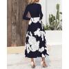 imageBTFBM Womens Fall Fashion 2024 Floral Maxi Dress Casual Crewneck Long Sleeve Ruffle Flowy Cocktail Wedding Guest DressesBig Floral White Navy