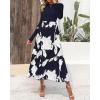 imageBTFBM Womens Fall Fashion 2024 Floral Maxi Dress Casual Crewneck Long Sleeve Ruffle Flowy Cocktail Wedding Guest DressesBig Floral White Navy