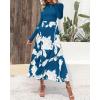 imageBTFBM Womens Fall Fashion 2024 Floral Maxi Dress Casual Crewneck Long Sleeve Ruffle Flowy Cocktail Wedding Guest DressesWhite Floral Lake Blue