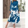 imageBTFBM Womens Fall Fashion 2024 Floral Maxi Dress Casual Crewneck Long Sleeve Ruffle Flowy Cocktail Wedding Guest DressesWhite Floral Lake Blue