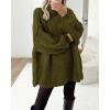 imageBTFBM Womens Long Pullover Sweaters 2024 Fall Winter Mock Neck Long Sleeve Thick Oversized Casual Knitted Jumper TopsArmy Green
