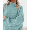 imageBTFBM Womens Long Pullover Sweaters 2024 Fall Winter Mock Neck Long Sleeve Thick Oversized Casual Knitted Jumper TopsBright Lake Blue