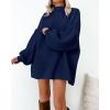 imageBTFBM Womens Long Pullover Sweaters 2024 Fall Winter Mock Neck Long Sleeve Thick Oversized Casual Knitted Jumper TopsNavy